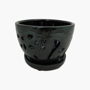 5" Round Paphiopedilum Pot- Obsidian